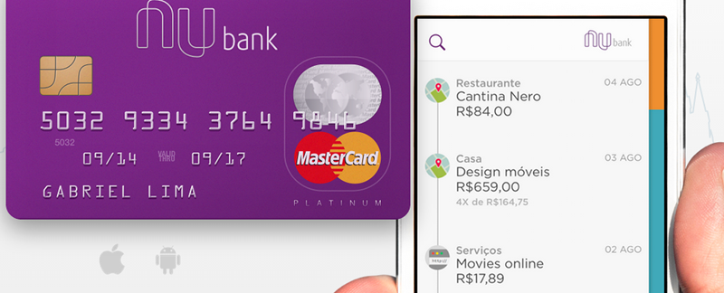 Cartão de crédito e aplicativo Nubank